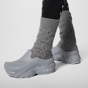 Men’s Louis Vuitton Gray Cable Knit Wool Socks NEW